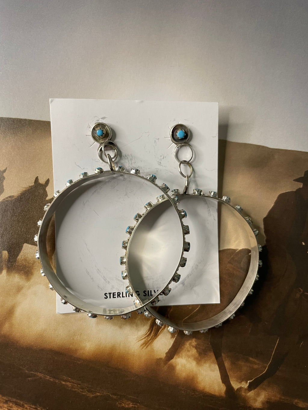 Handcrafted Sterling Silver And Turquoise Hoop Earrings