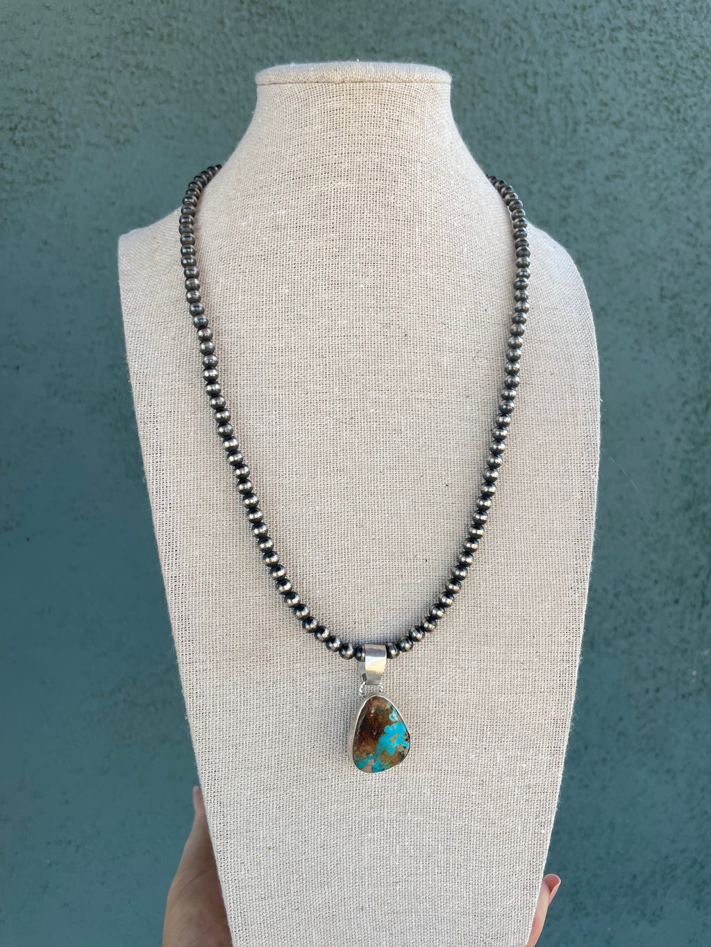 Handcrafted Turquoise And Sterling Silver Pendant Signed