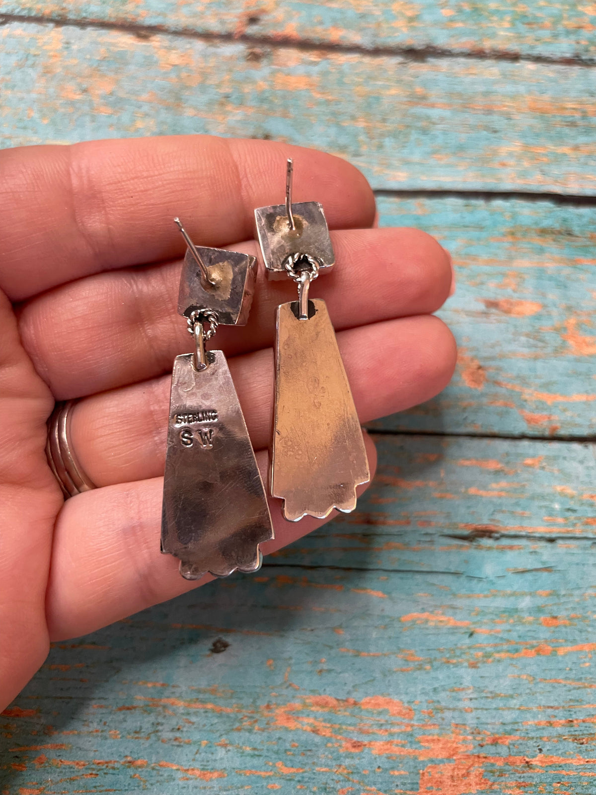 Handcrafted Sterling Silver And Coral Dangle Earrings