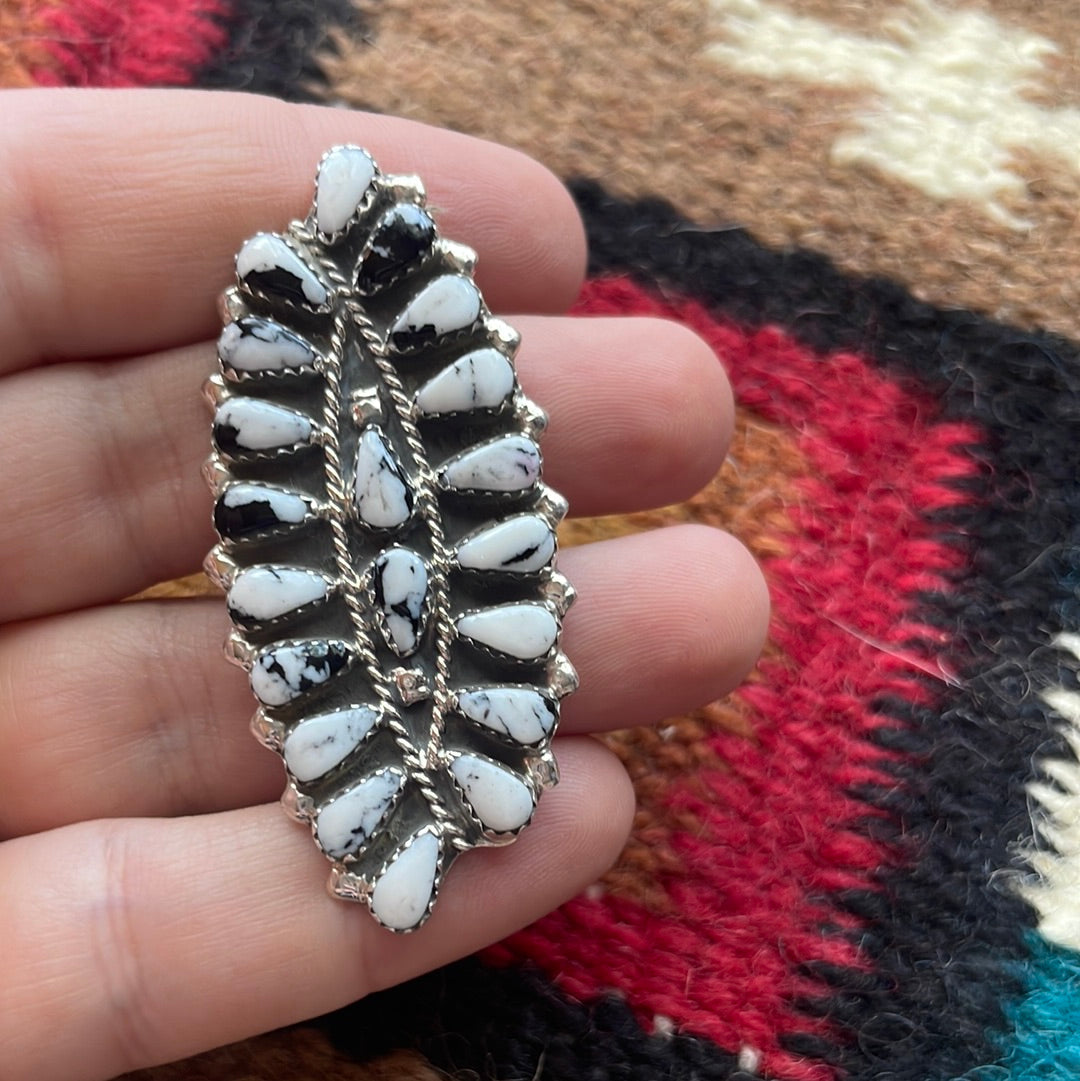 Handcrafted Sterling Silver & White Buffalo Cluster Ring