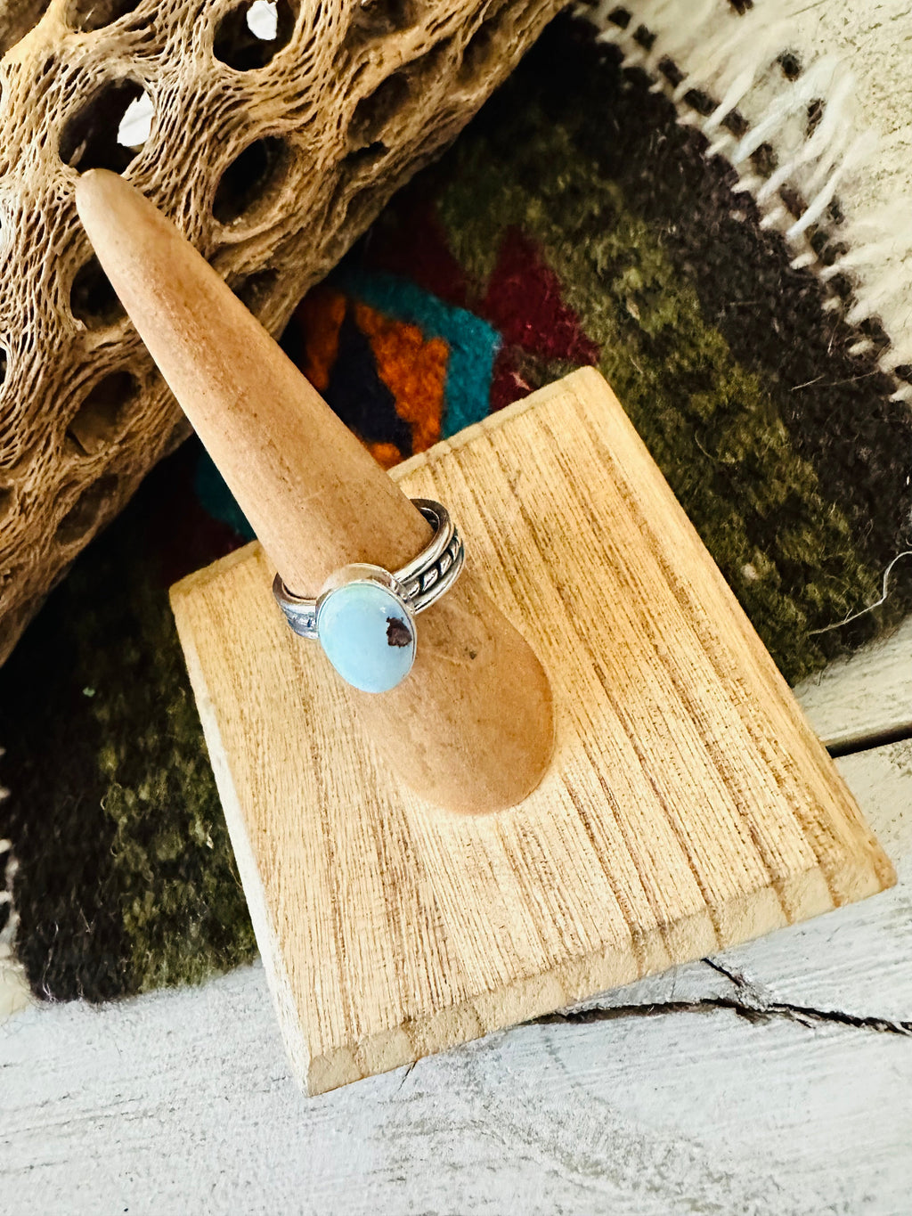 Handcrafted Golden Hills Turquoise & Sterling Silver Ring Size 6.5