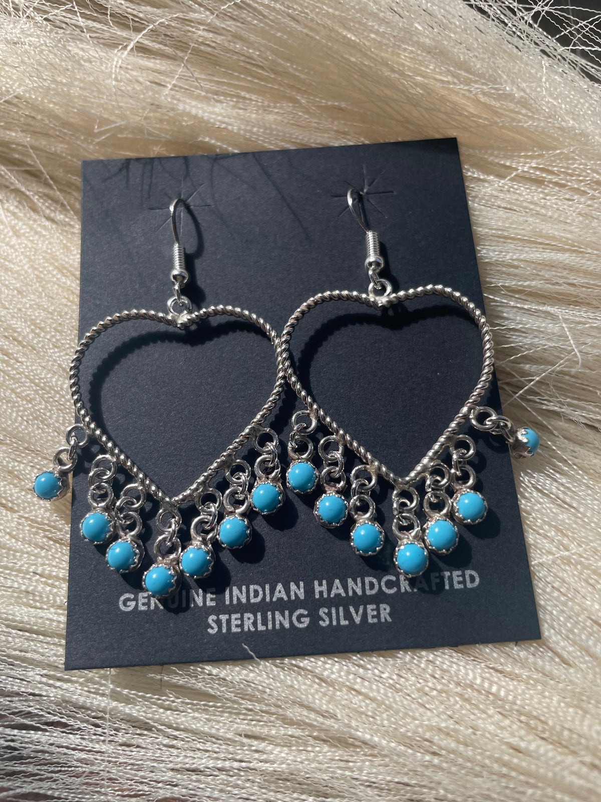 Sterling Silver Turquoise Heart Dangle Earrings