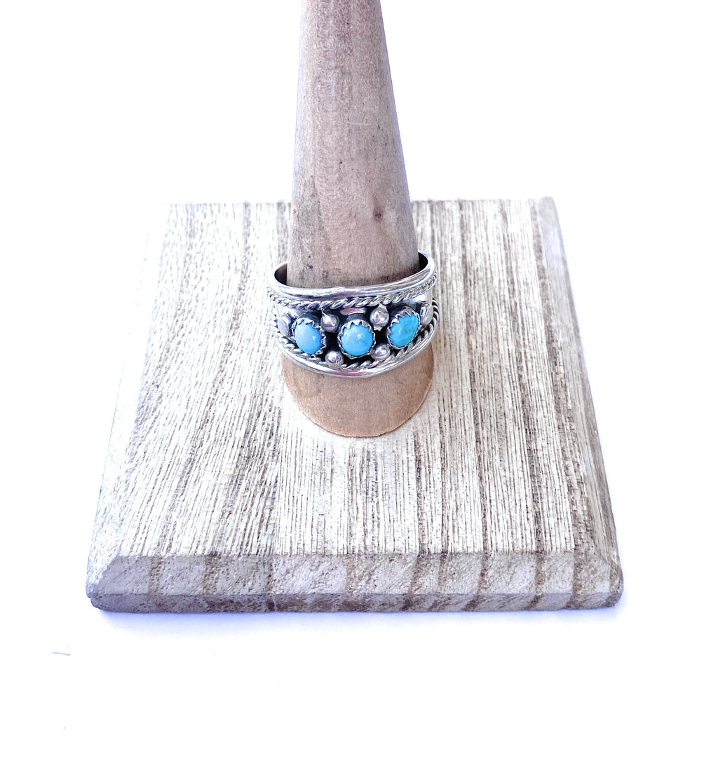 Handcrafted Turquoise and Sterling Silver Band Ring