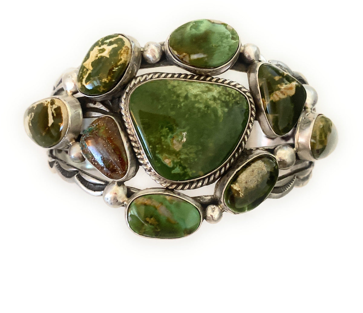 Handcrafted Royston Turquoise & Sterling Silver Cuff Bracelet Signed /