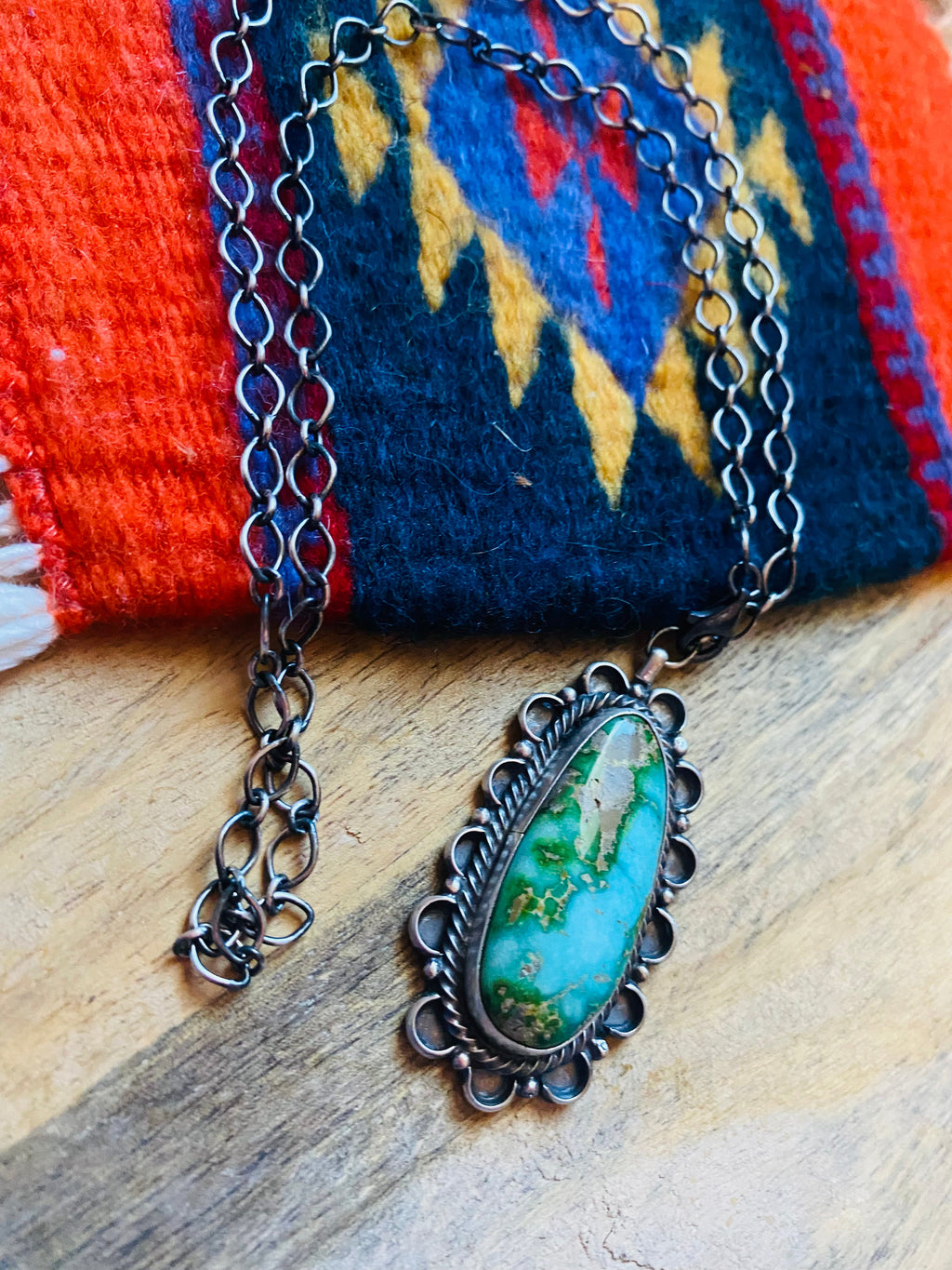 Handcrafted Sterling Silver & Royston Turquoise Necklace Signed