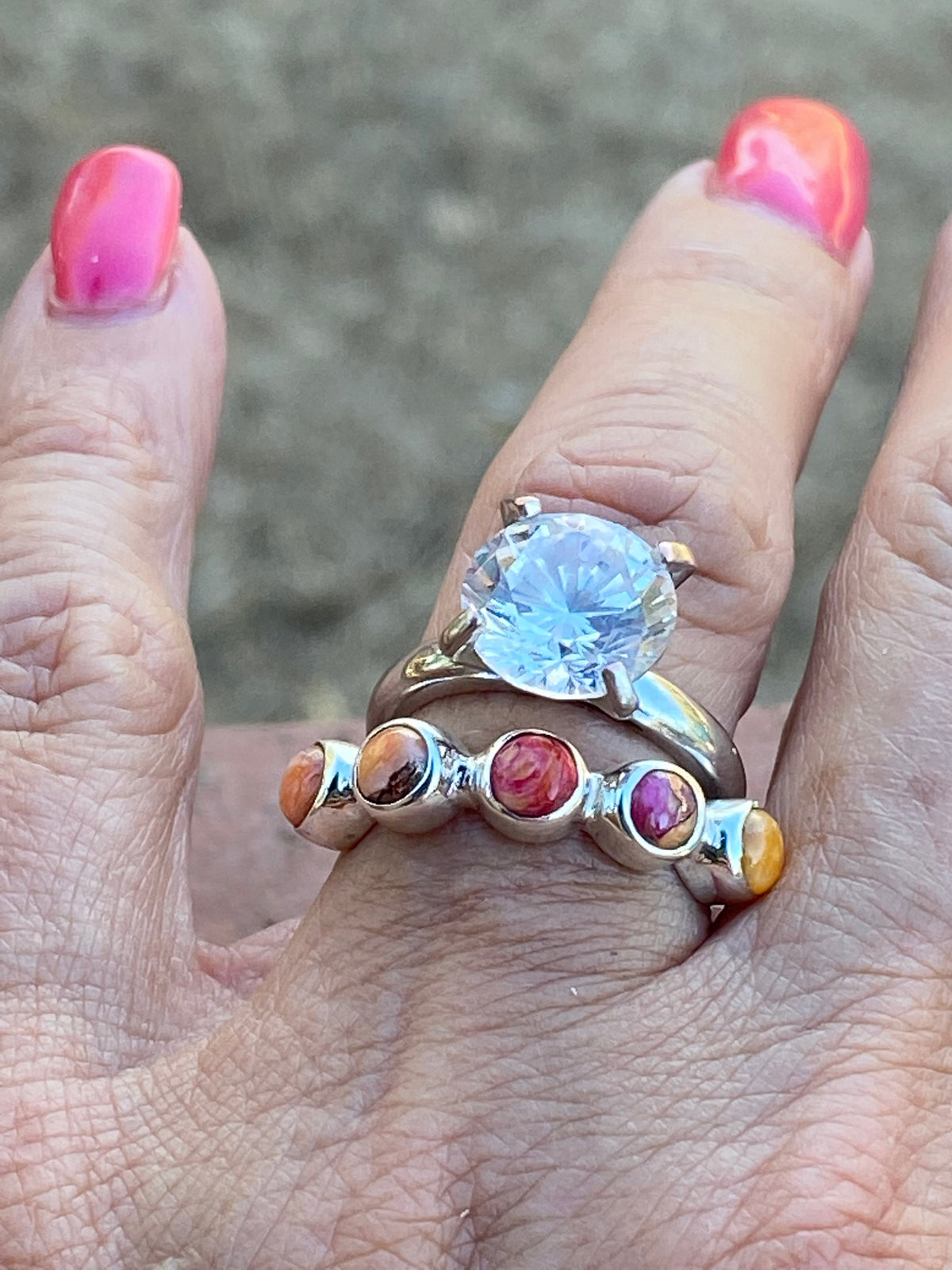 Pink Dream & Sterling Silver Stacker Band