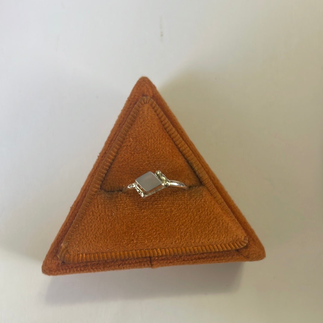 The Mini Handcrafted Agate  & Sterling Silver Single Stone Ring