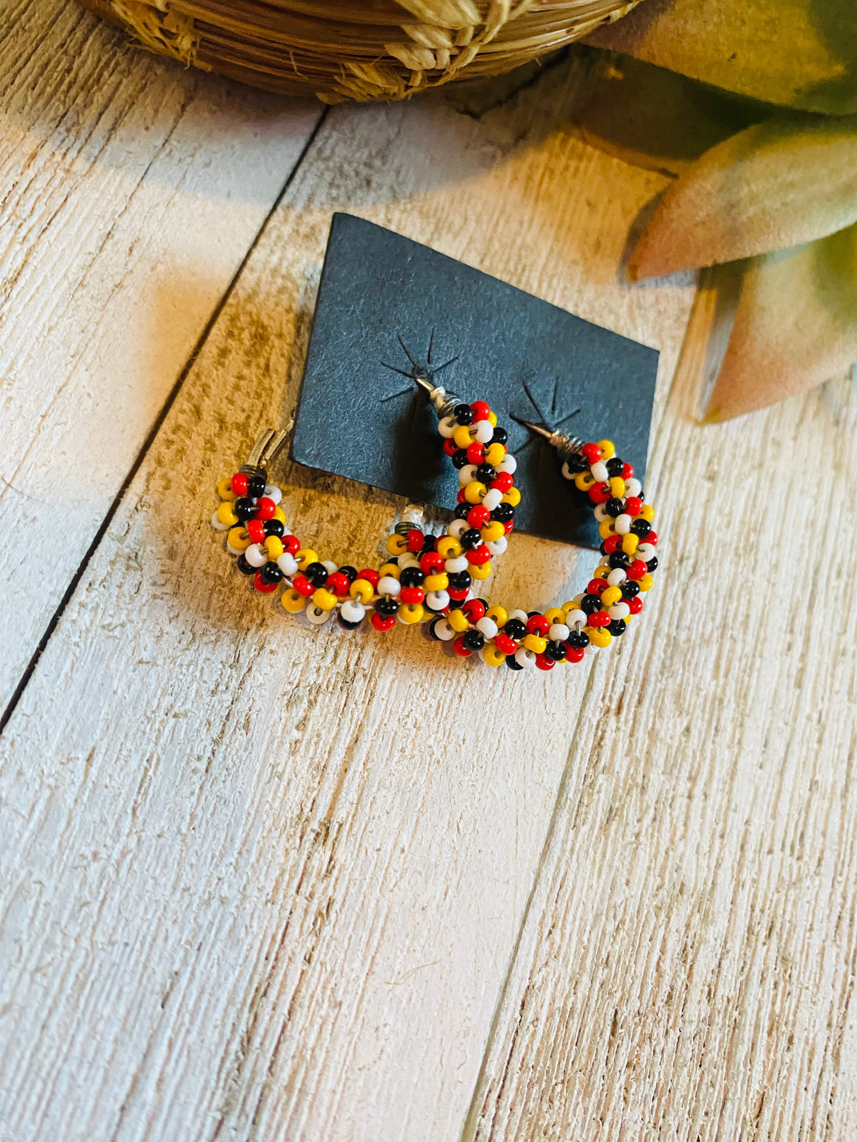 Handcrafted Handmade Beaded Hoop Earrings- Multi