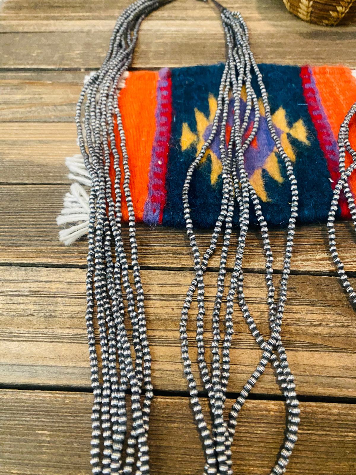 Handcrafted Sterling Silver Pearl 3mm Beaded Necklace 60”