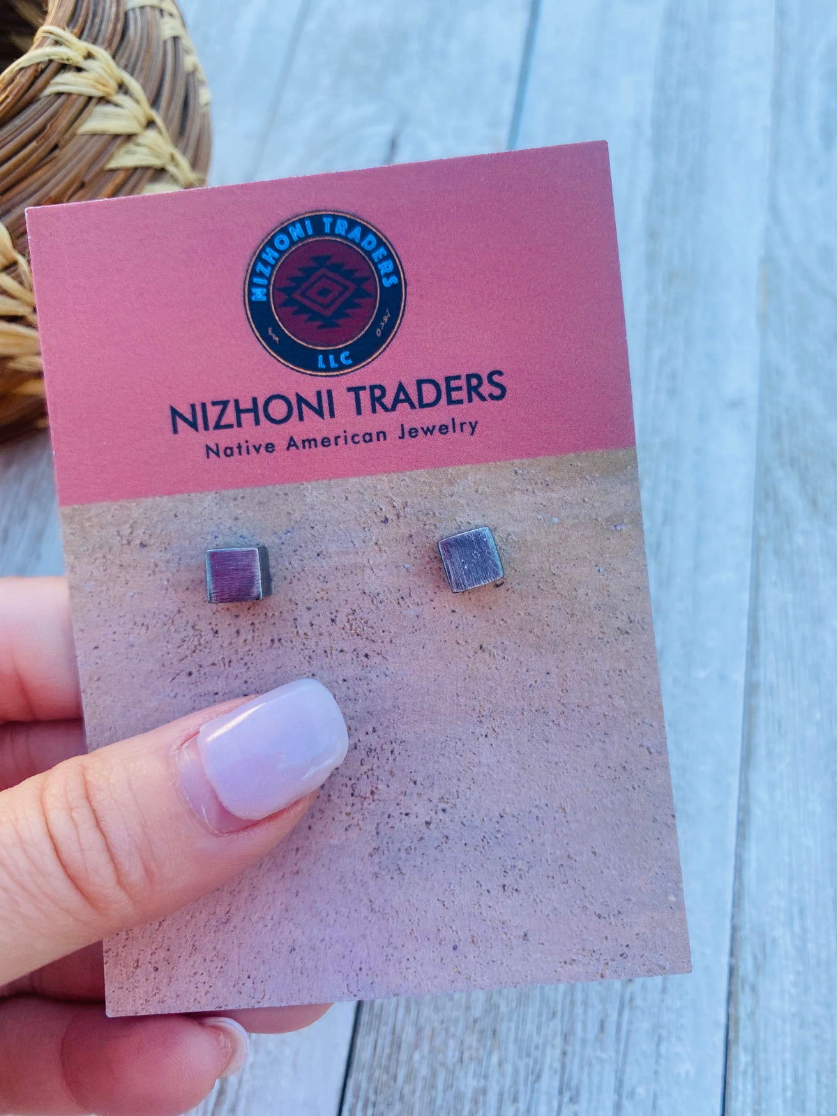 Handcrafted Sterling Silver Cube Stud Earrings