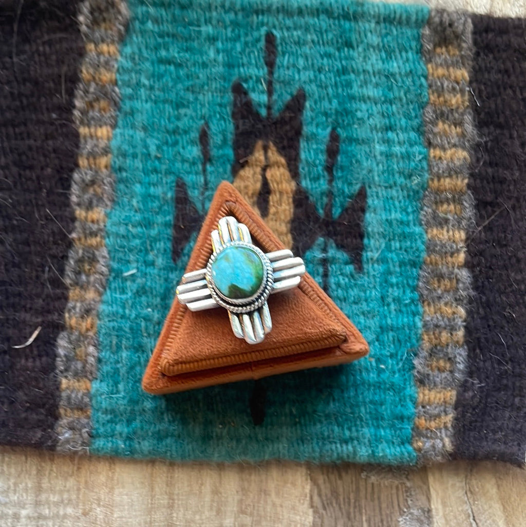 Amazing Zia Sterling Silver & Turquoise Ring Size 7.5 Signed