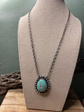 Handcrafted Sterling Silver And Turquoise Necklace Signed