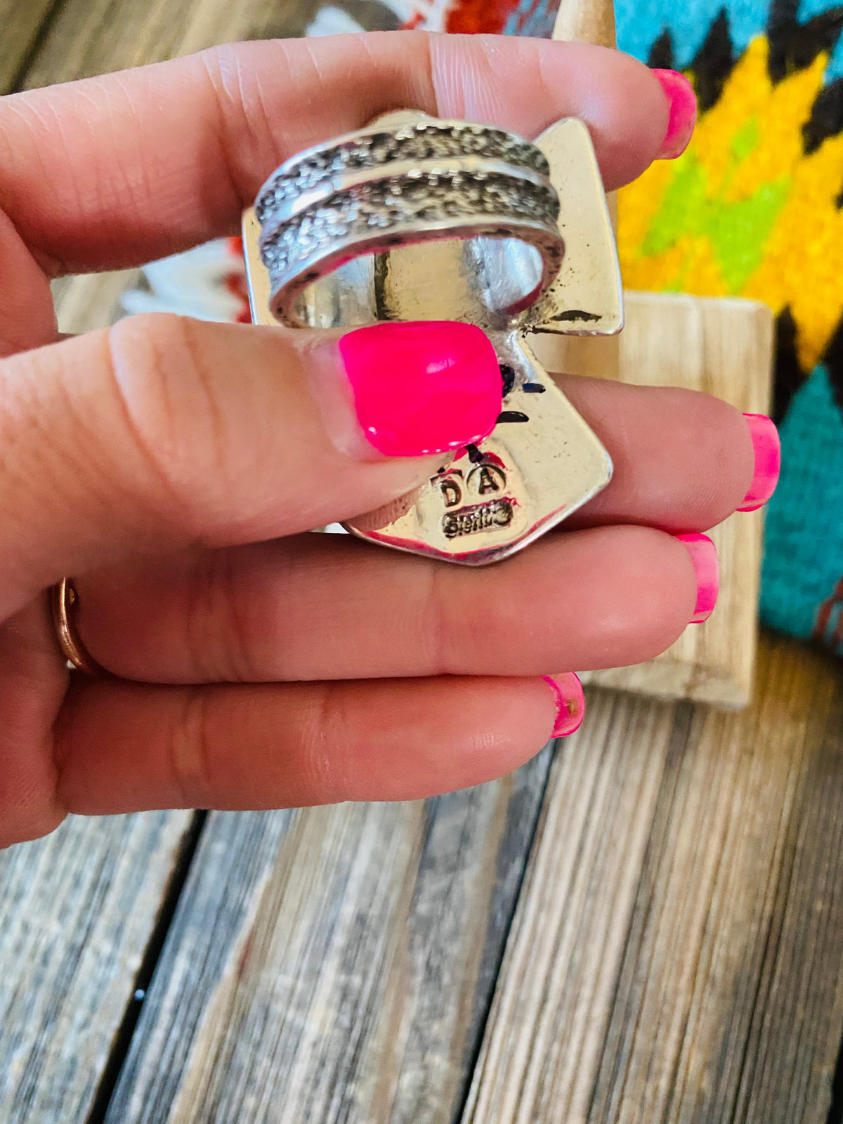 Handcrafted Sterling Silver & Coral Thunderbird Ring