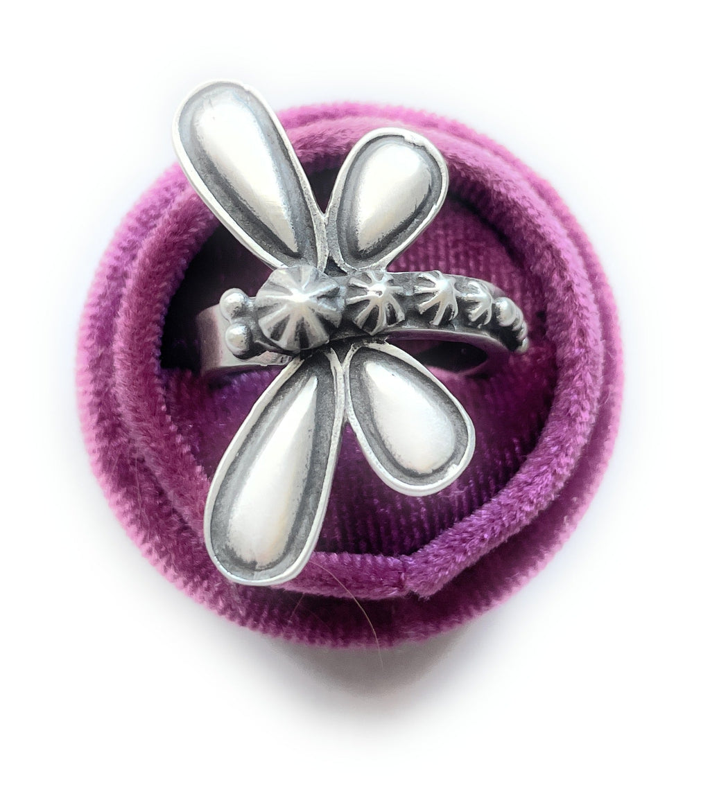 Handcrafted Sterling Silver Dragonfly Adjustable Ring