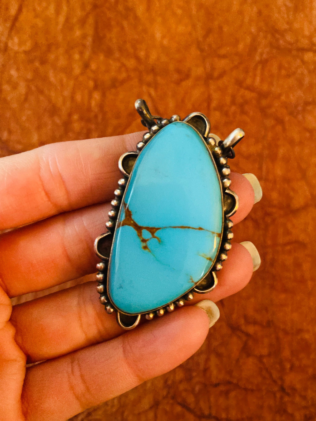 Handcrafted Sterling Silver & Kingman Turquoise Necklace