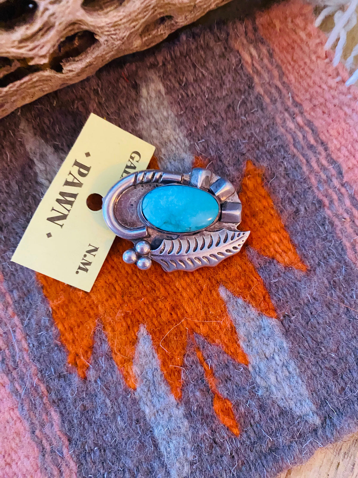 Vintage Handcrafted Turquoise & Sterling Silver Brooch