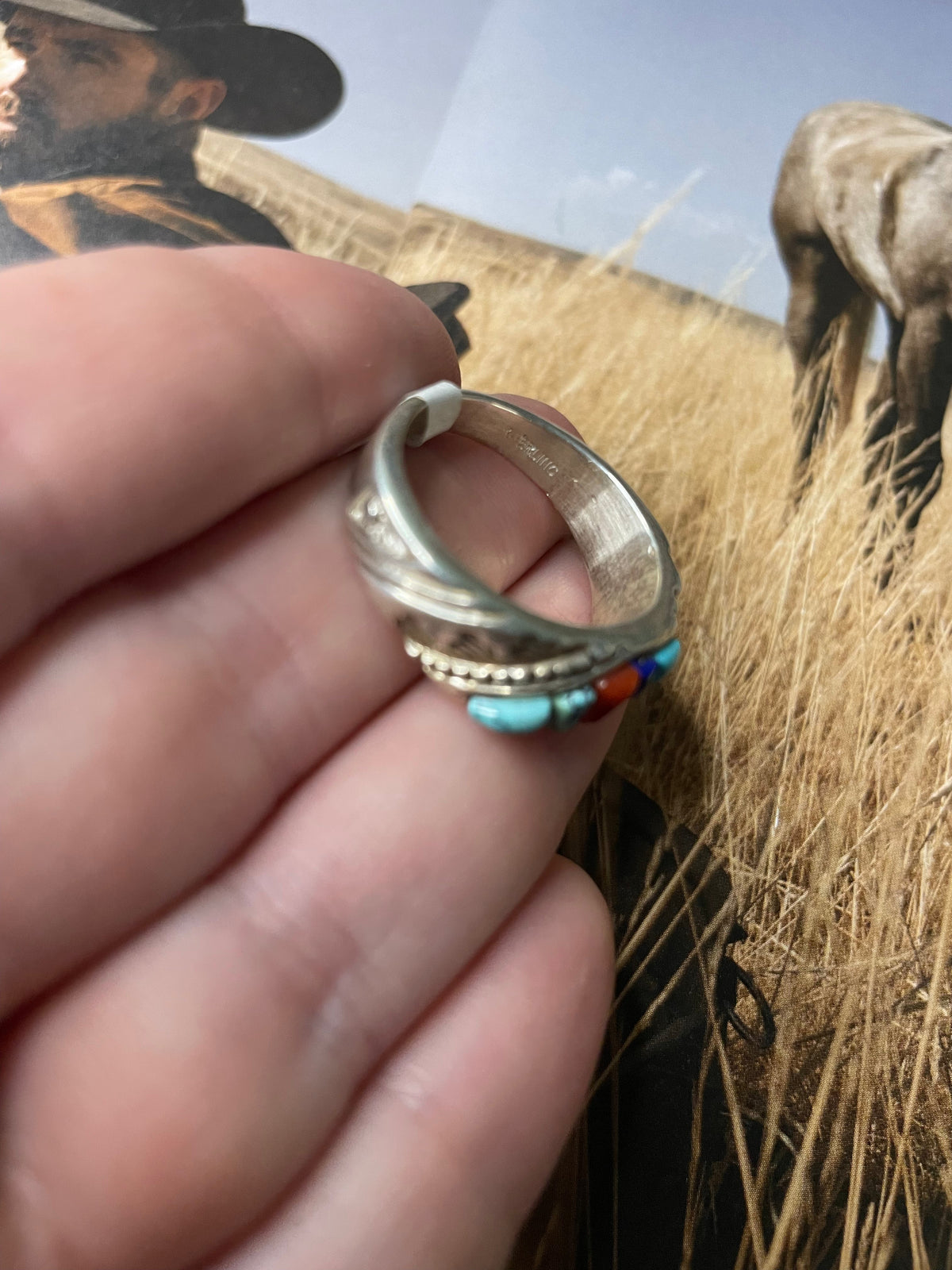 Handcrafted Multi-Stone And Sterling Silver Ring Size 10