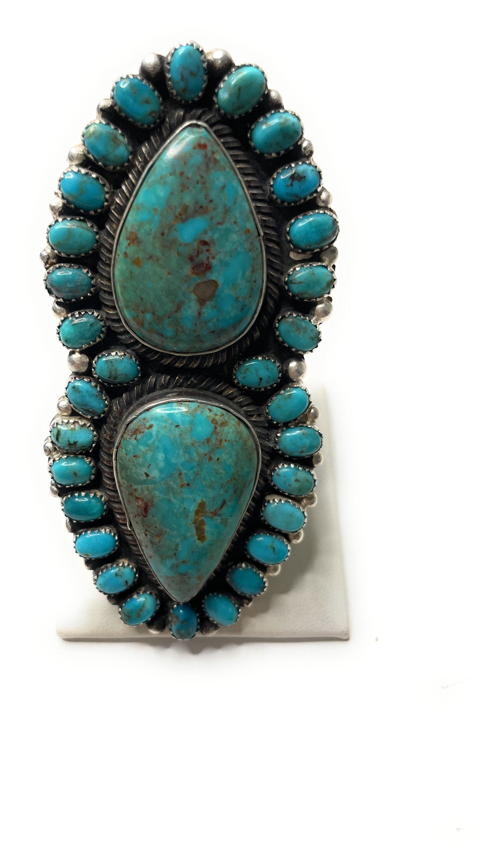 Handcrafted Sterling Silver And Turquoise Statement Ring Size 9