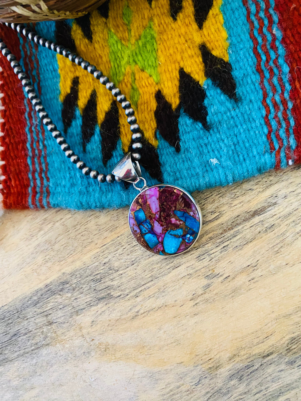 Handcrafted Sterling Silver & Pink Dream Circle Pendant