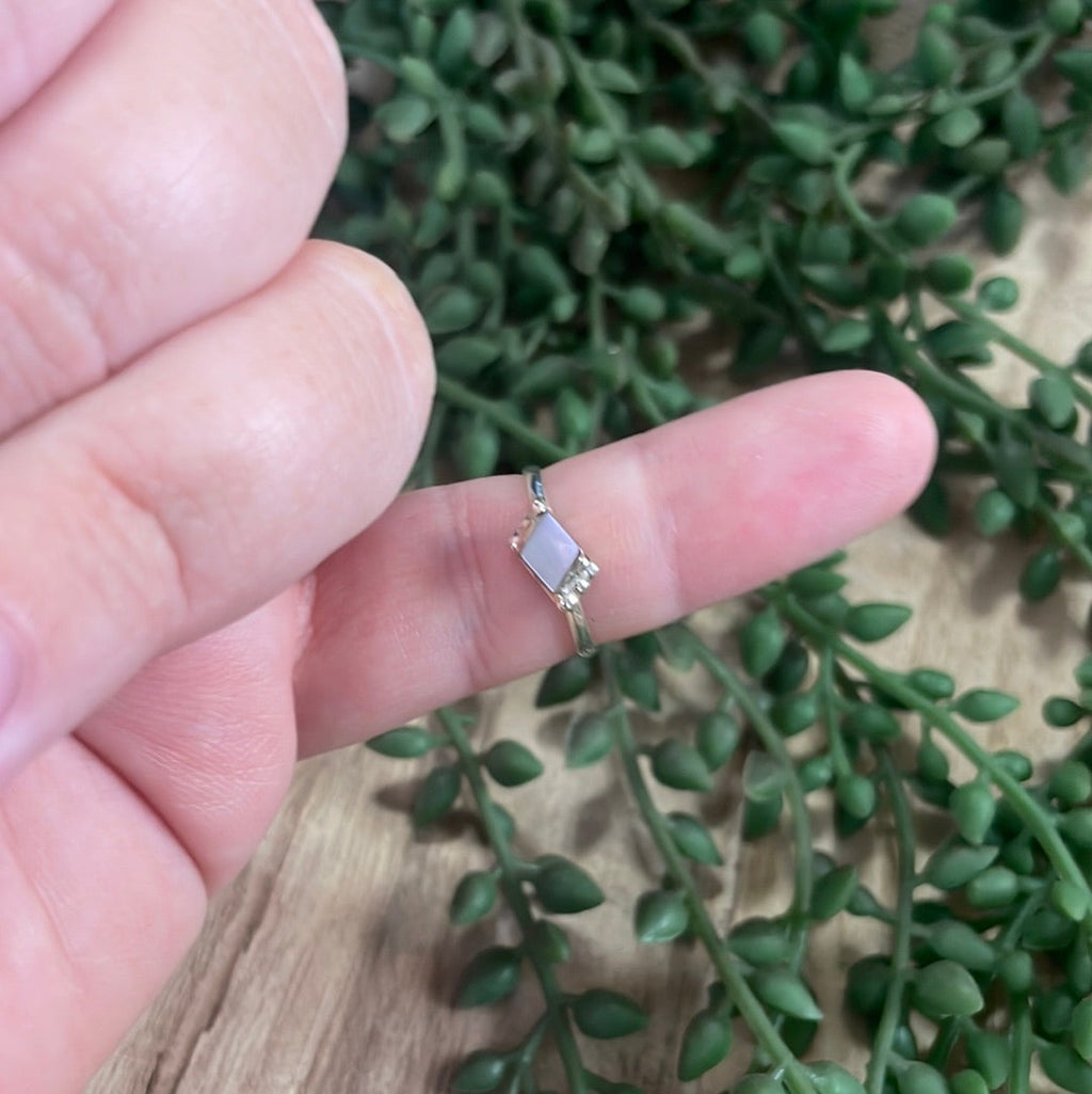 The Mini Handcrafted Agate  & Sterling Silver Single Stone Ring