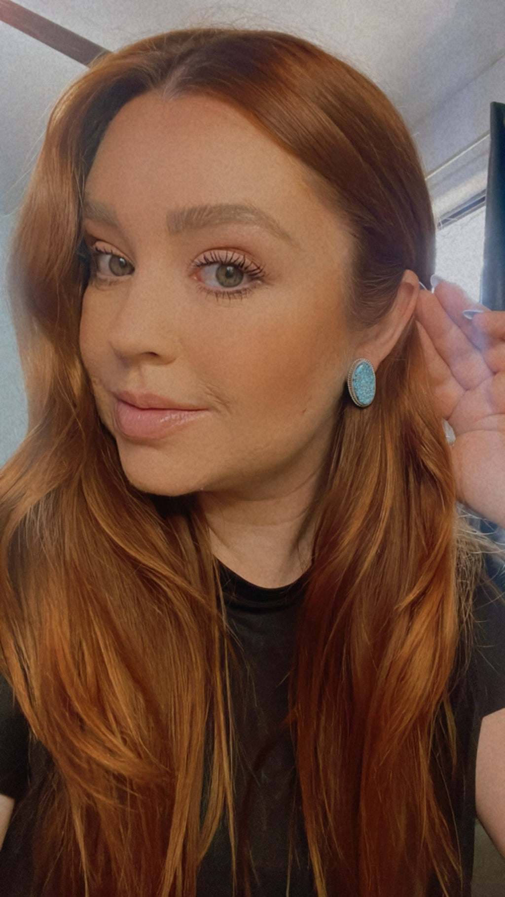 Handcrafted Turquoise And Sterling Silver Post Earrings