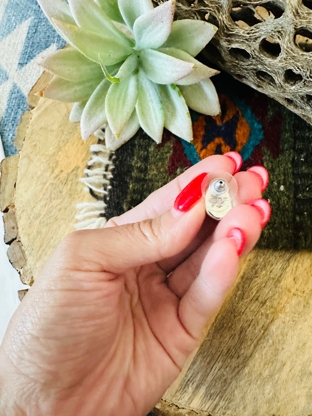 Handcrafted Turquoise & Sterling Silver Oval Stud Earrings