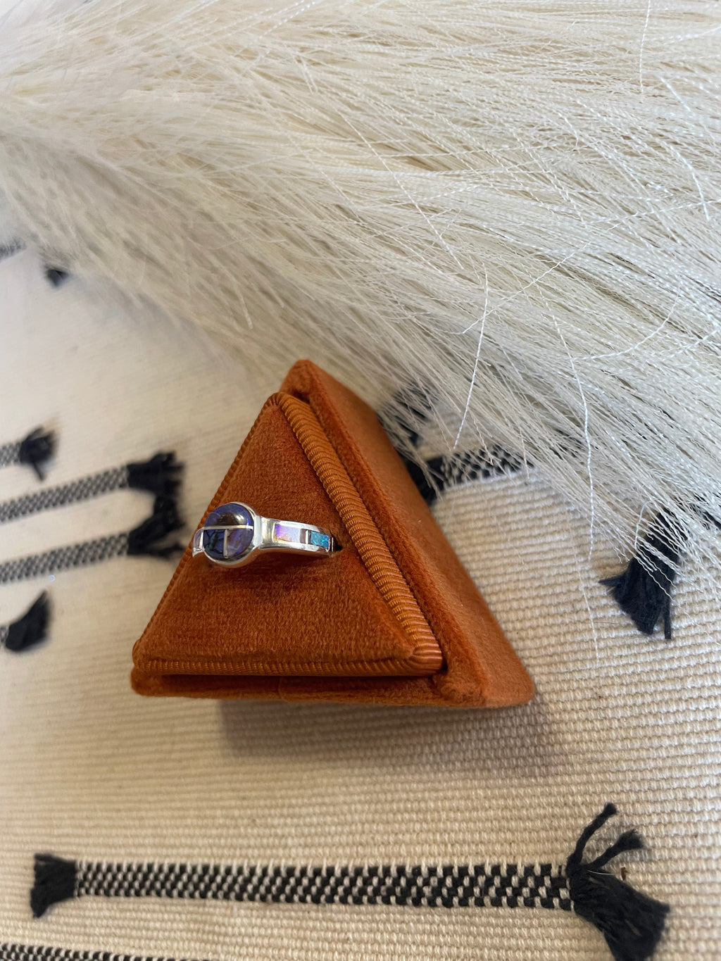 Handcrafted Sterling Silver & Blue Opal Inlay Ring