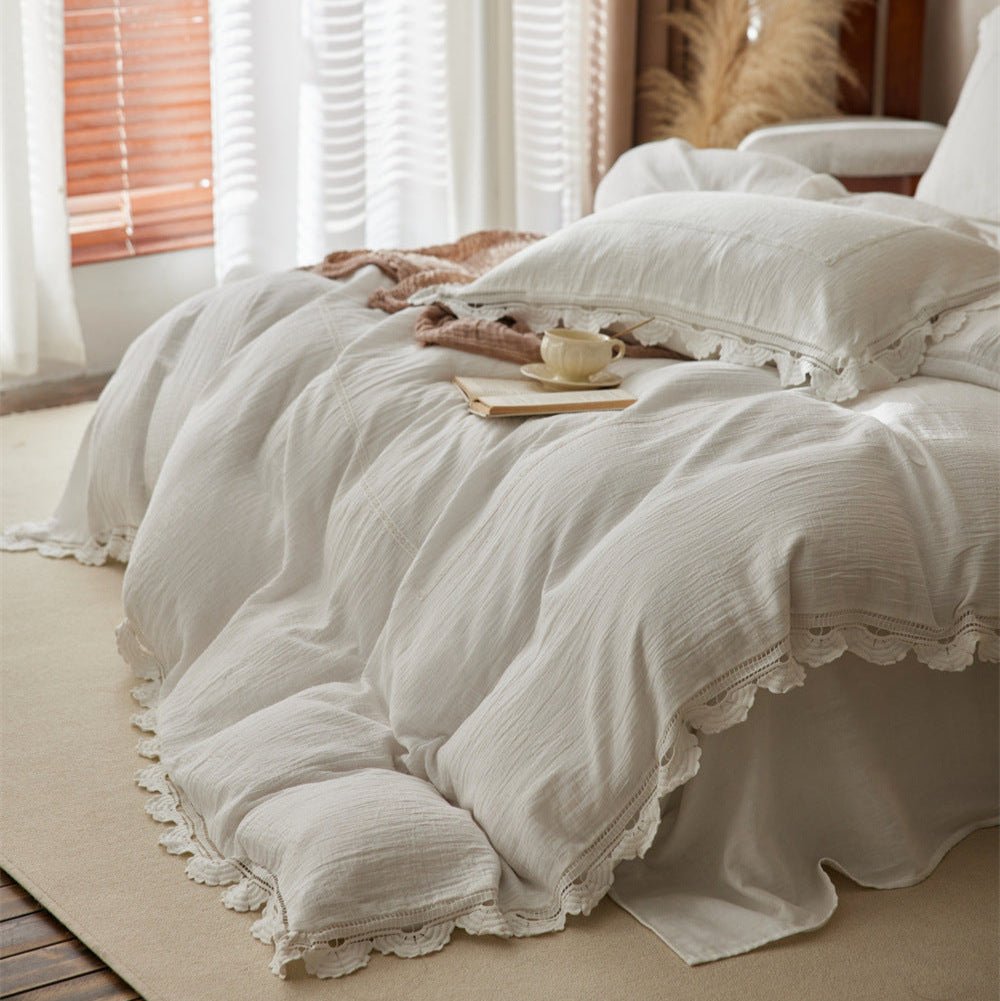 Isadora Lace Ruffle Double Gauze Bedding Set / Green