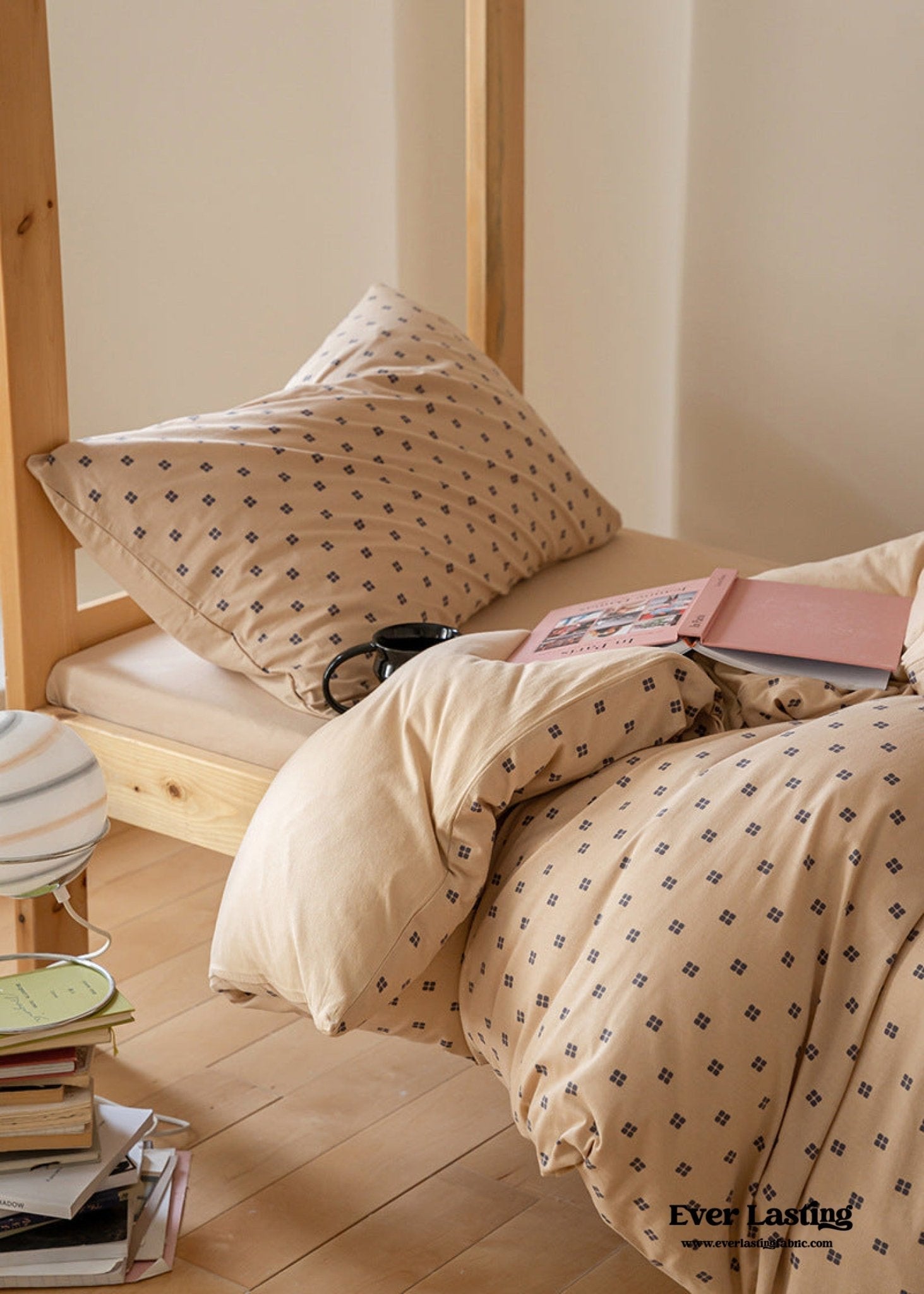 Jersey Knit Boho Twin Dorm Bedding Set / Beige Nude