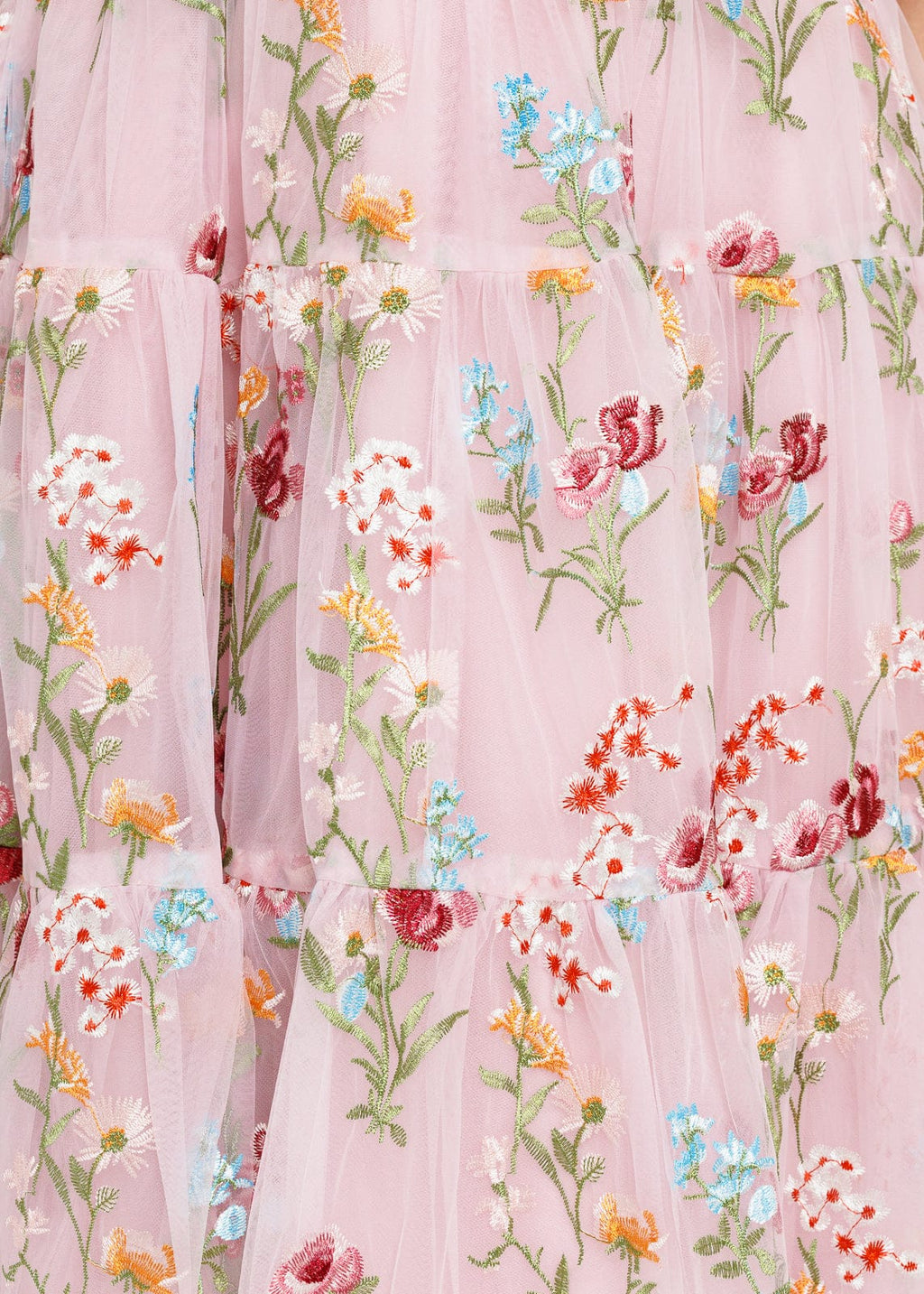 Margaret Floral Embroidered Midi Dress Pink