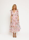 Margaret Floral Embroidered Midi Dress Pink
