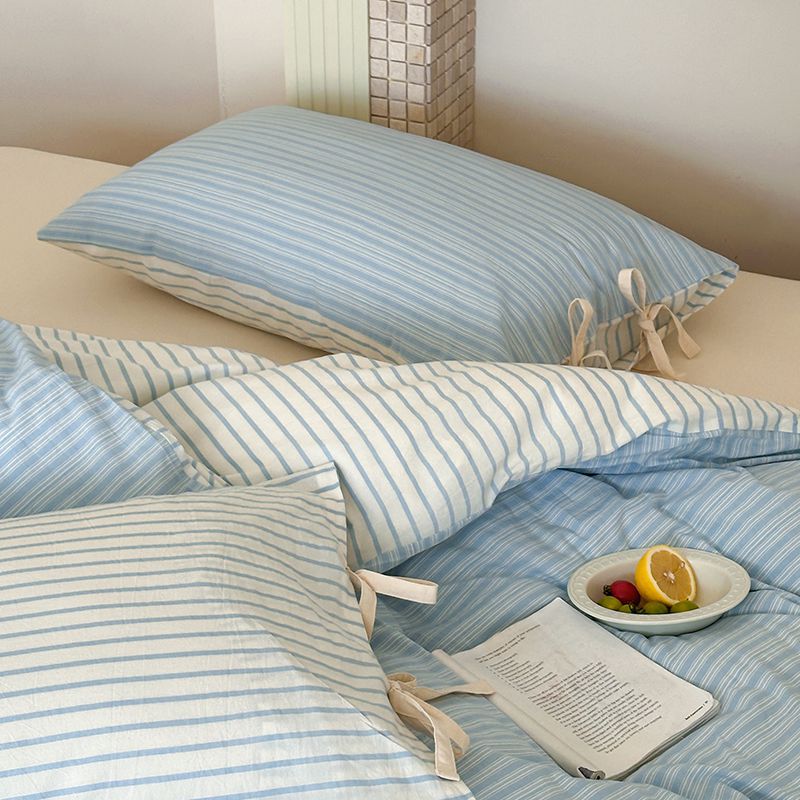 Josie Bow Tied Stripe Pillowcases / Cream