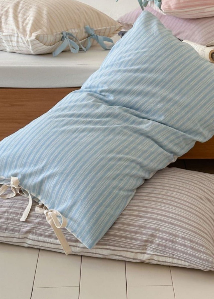 Josie Bow Tied Stripe Pillowcases / Purple