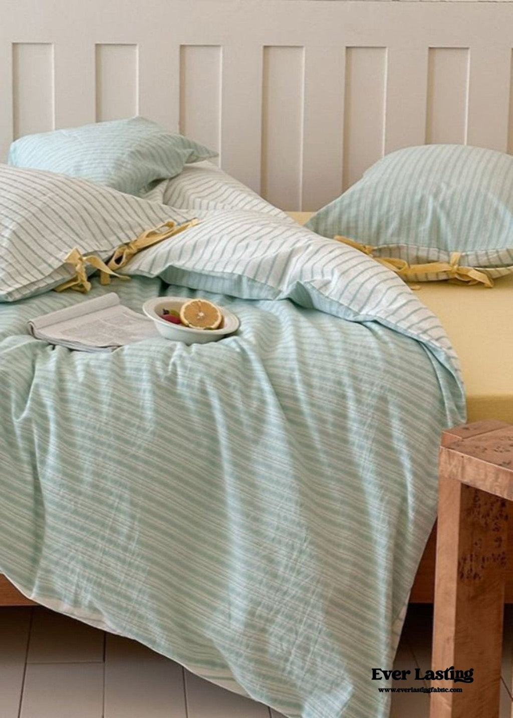Josie Bow Tied Striped Bedding Set / Pink