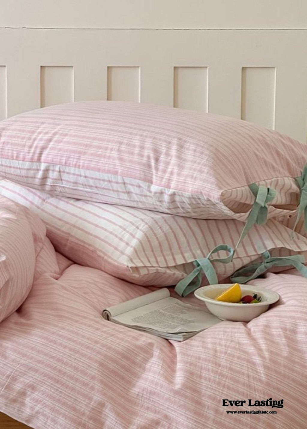 Josie Bow Tied Striped Bedding Set / Purple