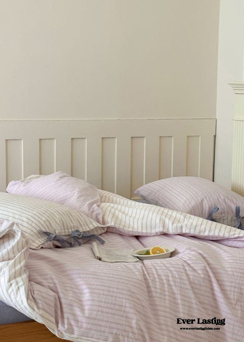 Josie Bow Tied Striped Bedding Set / Purple