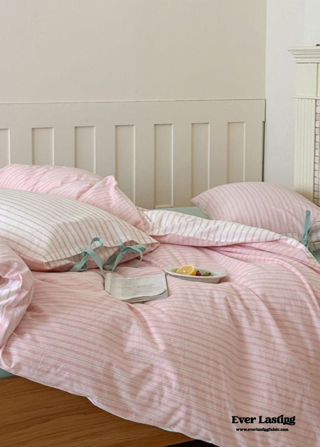 Josie Bow Tied Striped Bedding Set / Purple
