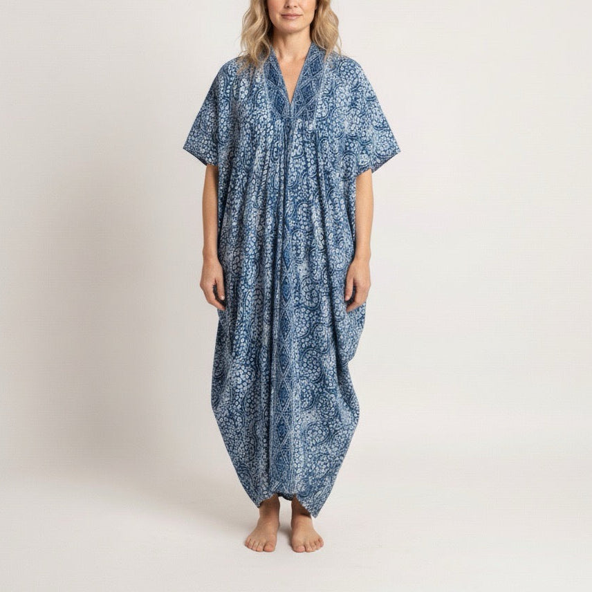 Hand Dyed Batik Kaftan Dress 100% Soft Cotton Material, Maxi, Long, Stone Dress, Caftan