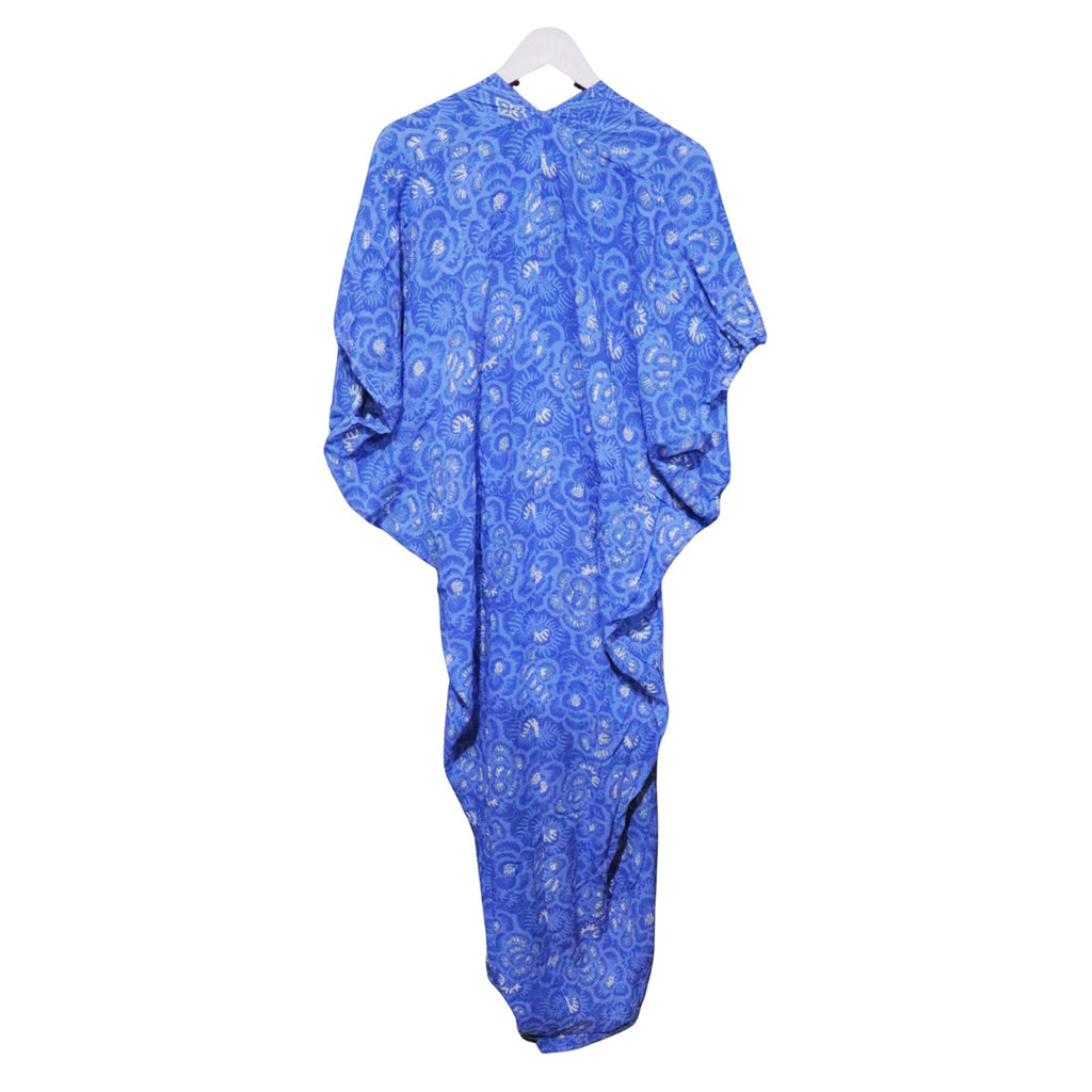 Hand Dyed Kaftan Dress Cotton Vegan Eco-friendly Material, Maxi, Long, Blue roses