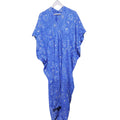 Hand Dyed Kaftan Dress Cotton Vegan Eco-friendly Material, Maxi, Long, Blue roses