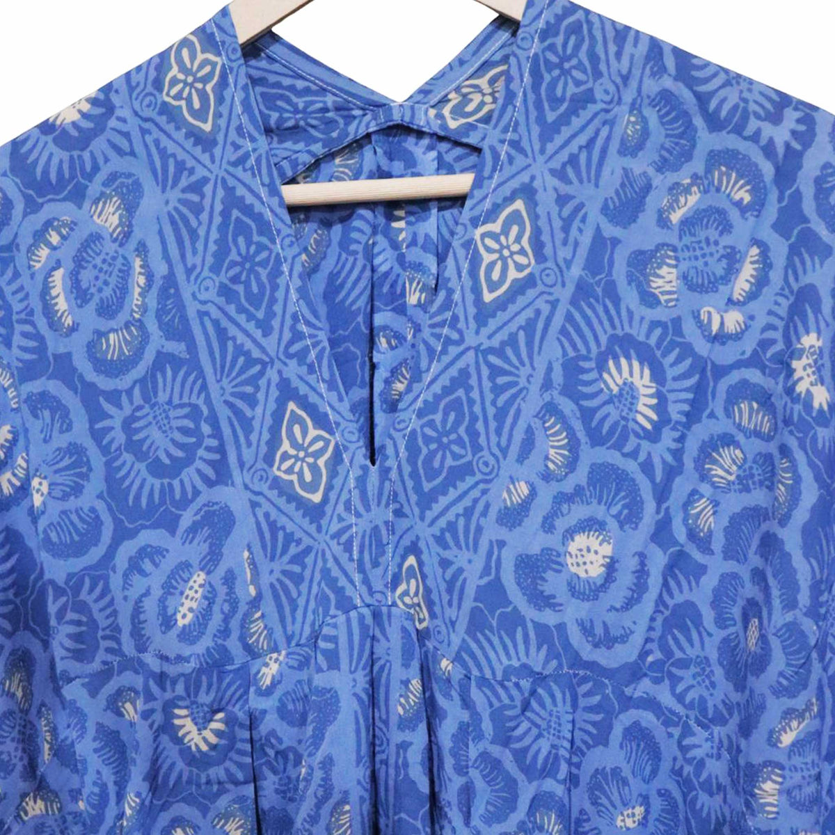 Hand Dyed Kaftan Dress Cotton Vegan Eco-friendly Material, Maxi, Long, Blue roses