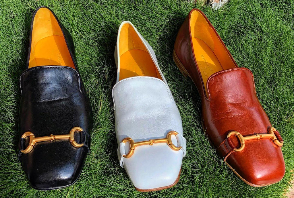 White Leather Square Toe Loafer