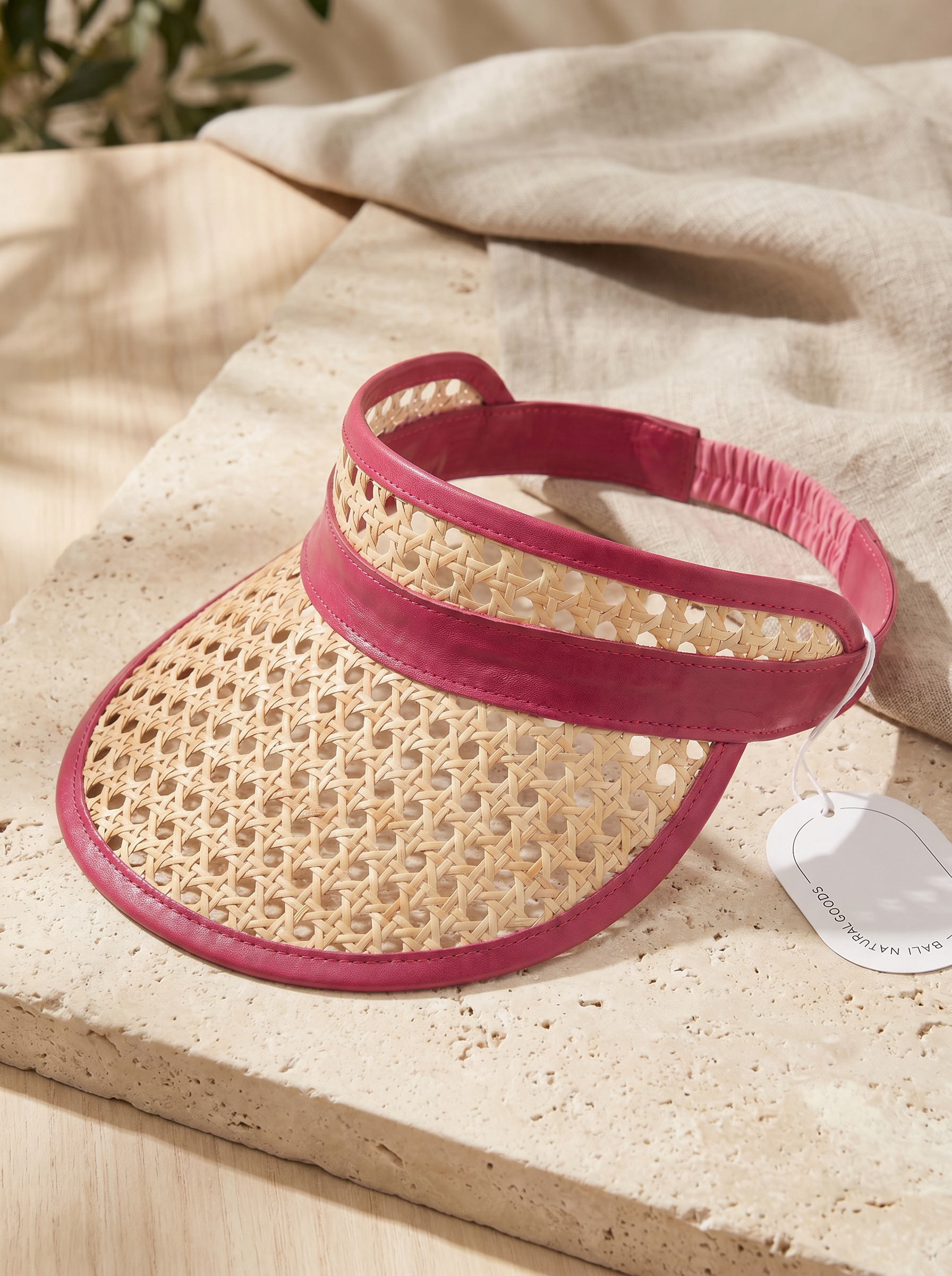 Sumi Leather and Cane Rattan Visor