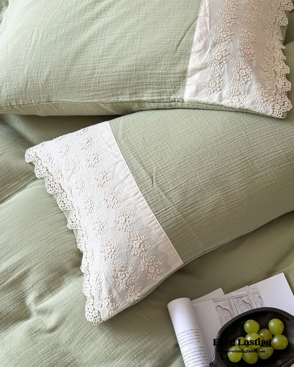 Margaux Lace Double Gauze Bedding Set / Pastel Pink