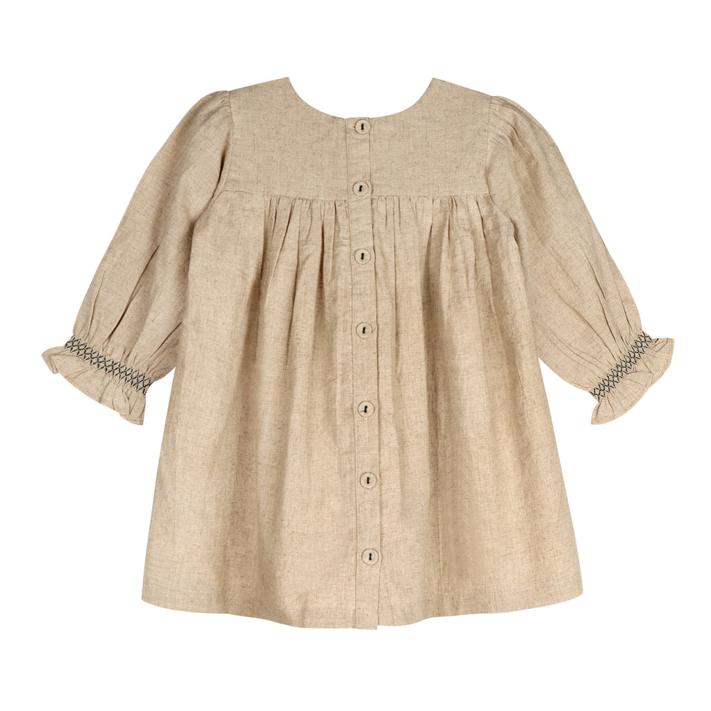 Meadow Breeze Linen Embroidered Oasis Dress