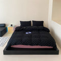 Mini Polka Dot Jersey Knit Bedding Set / Black + Pink