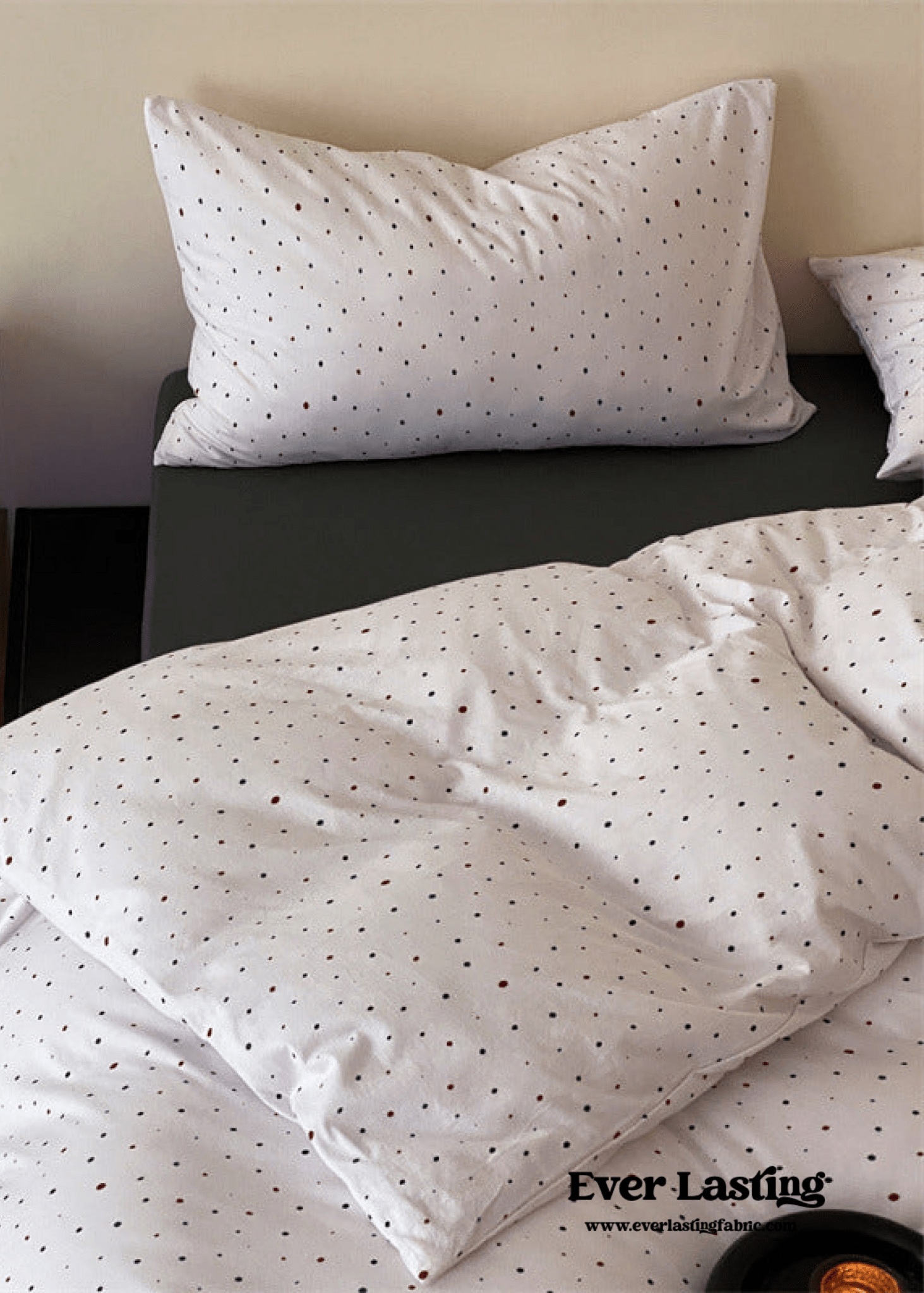 Mini Polka Dot Jersey Knit Bedding Set / Black + Pink