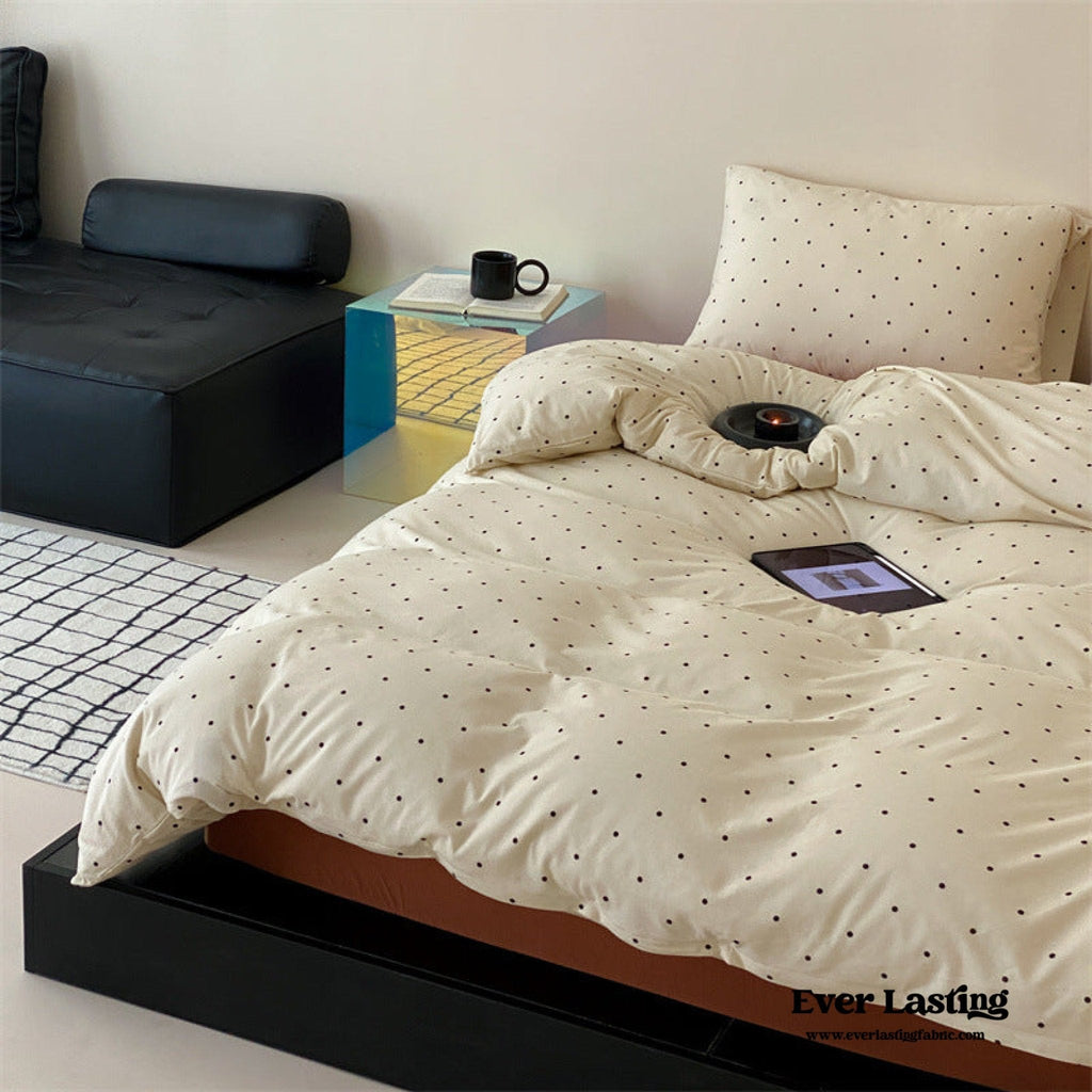 Mini Polka Dot Jersey Knit Bedding Set / Blue + Black