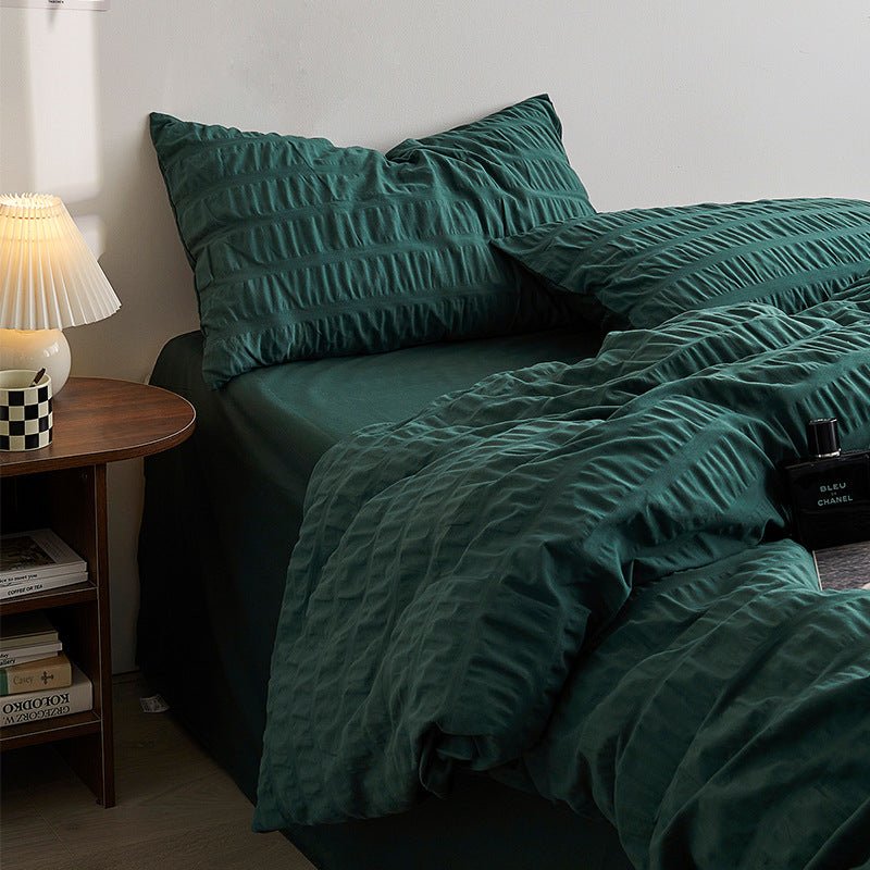 Minimal Bubble Textured Bedding Set / Blue