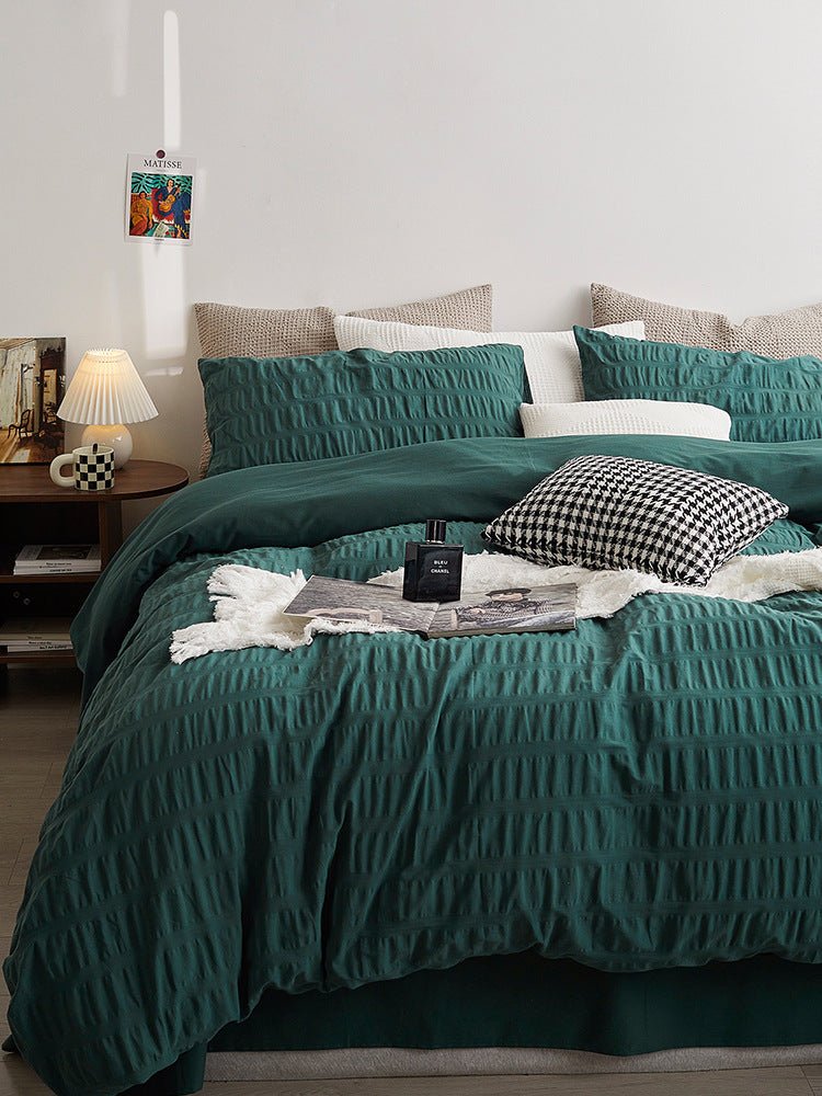 Minimal Bubble Textured Bedding Set / White